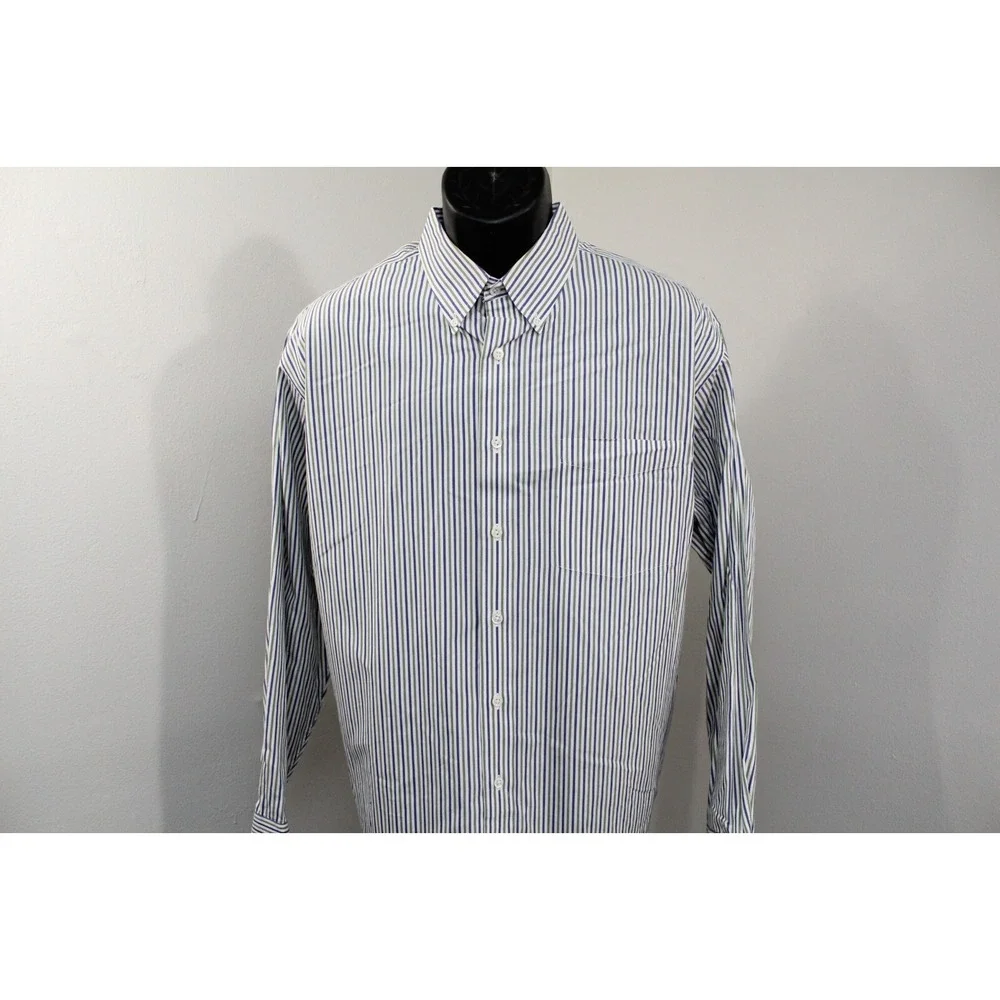 J.CREW‎ Dress Shirt Striped Long Sleeve Button Up VTG Oarsman Mens Size 17-35 XL